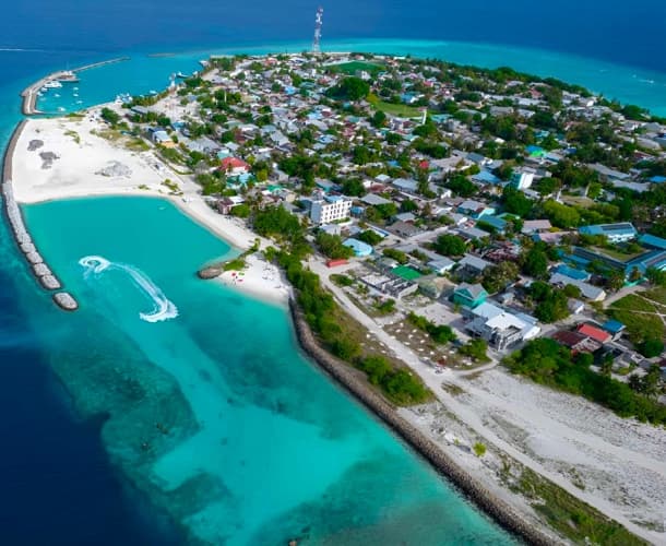 Map of Noonu Atoll with Velidhoo Island highlighted